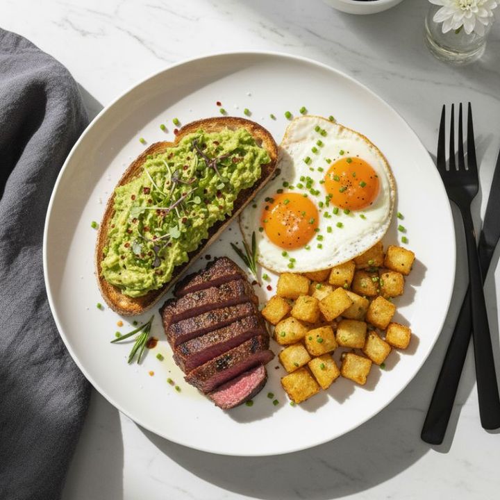 AVOCADO TOAST AND STEAK