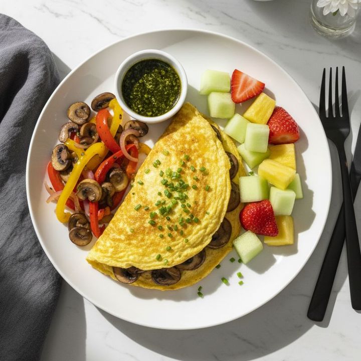 KETO CHEESY MUSHROOM OMELETTE