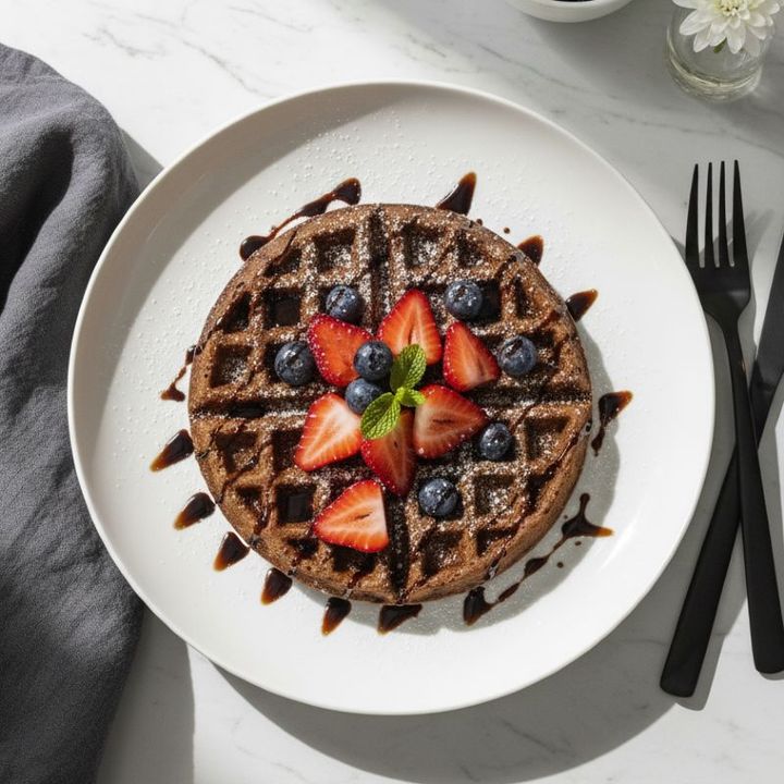 CHOCOLATE STRAWBERRY PROTEIN WAFFLES