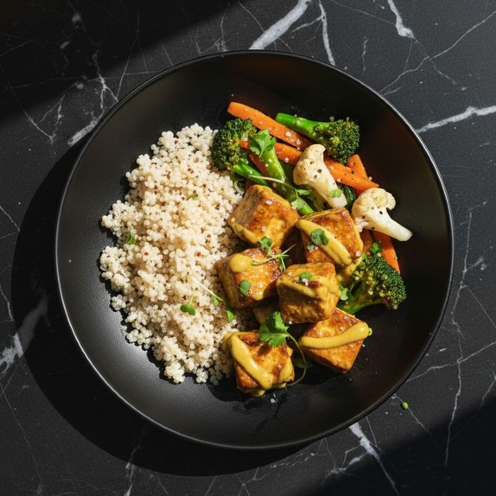 MAPLE MUSTARD GLAZED TOFU