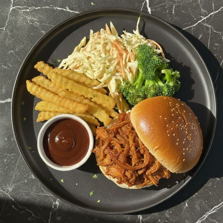 PULLED BBQ JACKFRUIT BURGER