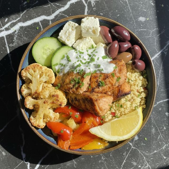 SALMON SOUVLAKI BOWL