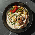 VEGAN BEEF AND HUMMUS PLATE
