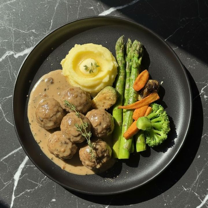 VEGAN MEATBALLS WITH MUSHROOM SAUCE